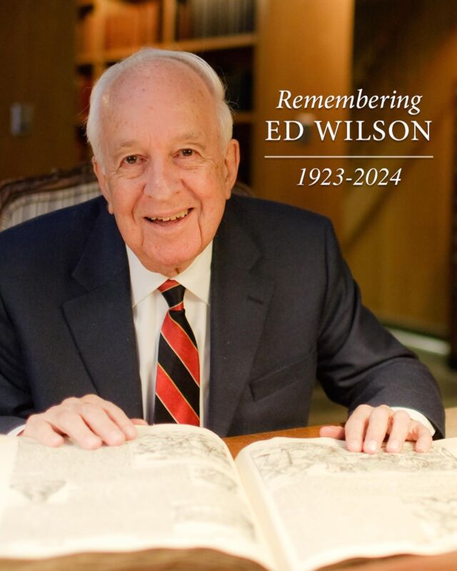Dr. Edwin G. Wilson (1923-2024)

No one has been more closely associated with Wake Forest or told its story more eloquently and passionately than Ed Wilson (’43), affectionately known as #MrWakeForest. Wilson, the longtime Professor of English and Provost Emeritus, died on March 13, 2024, in Winston-Salem. He was 101. 

Please visit edwilson.wfu.edu to read more about his extraordinary life and share your remembrances of him below.

The Wilson family is planning a memorial service on May 3, 2024, at 11 a.m., in Wait Chapel. The service will be open to the public. Additional details will be shared when they are available. 

#ProHumanitate