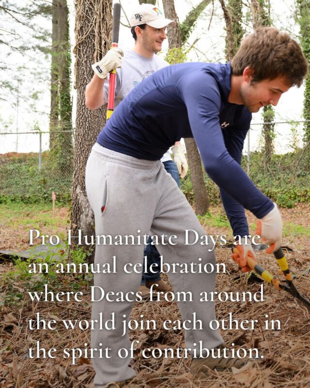 #ProHumanitate Days are here!

Today through April 14, Wake Forest students, alumni, staff, faculty, families and friends are invited to do acts of service in your communities to demonstrate your Pro Humanitate spirit. 

Large or small, with a group or by yourself, all efforts “For Humanity” will be recognized and celebrated. Let’s show the world that #GoodWearsBlack! 

Link in bio for more information.

#OurMottoMeansMore