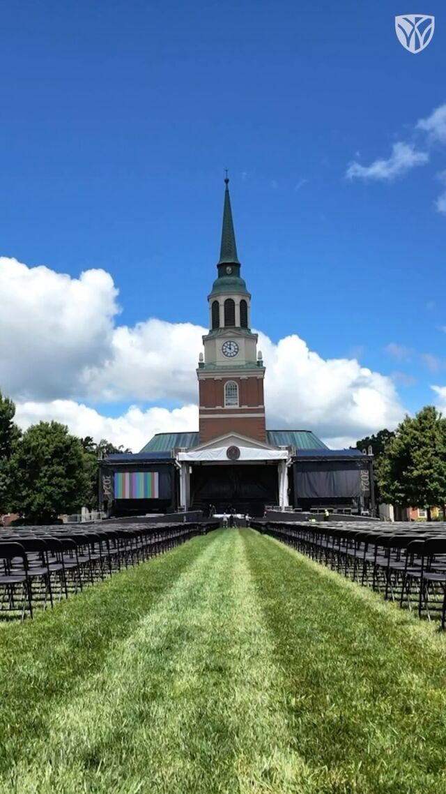 Anticipation isn’t the only thing building. Through a rainy week, our stage is built, over 10,000 chairs are set and #WFUGrad weekend is here! 🎓🎉